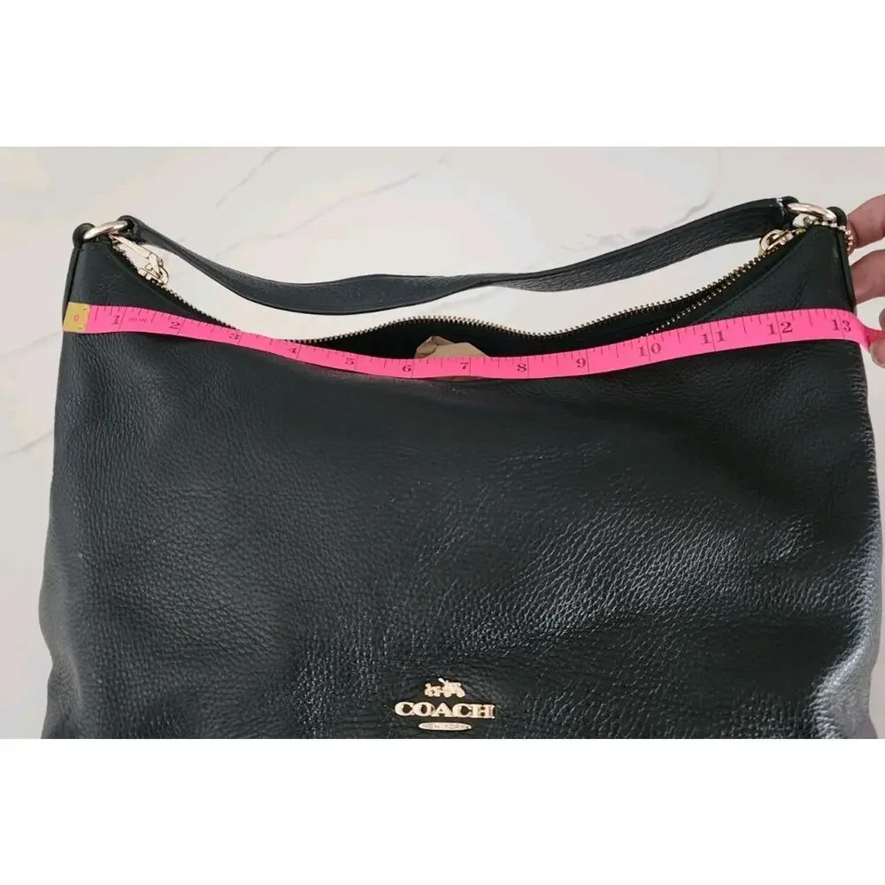Coach East/West Black Celeste Hobo Shoulder Pebbled Leather Bag W/ Hang Tag